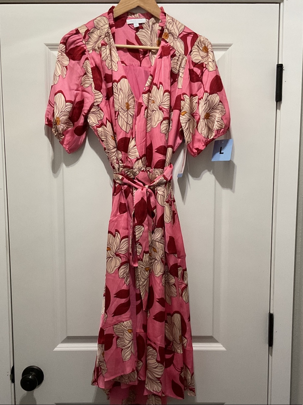 Draper James Pink Floral Midi Dress with Cream Blooms NWT
